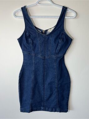 Retrod Dark Denim Women’s XS Minimalist Chic Mini Dress